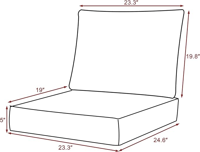 UIXE Outdoor Deep Seat Cushion Set with Slipcovers, Patio Furniture Cushions & Back Pillow, Sectional Sofa Bistro Chair Cushion - Beige, Set of 4