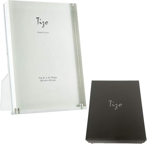 TIZO Design Vertical 8x10 Lucite Picture Frame, Durable 1 Inch Thick Clear Lucite Magnetic Closures, Elegant & Practical Boutique Quality Photo Frame (Multiple Colors Available) (With Gift Box)