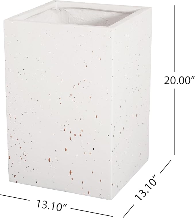 GDFStudio Lightweight Concrete Rectangle Planter Box,Handmade Outdoor Garden Pot with Drainage Hole & Rubber Plug,Modern Plant Container for Backyard Patio,No Assembly Needed,13.1" W White