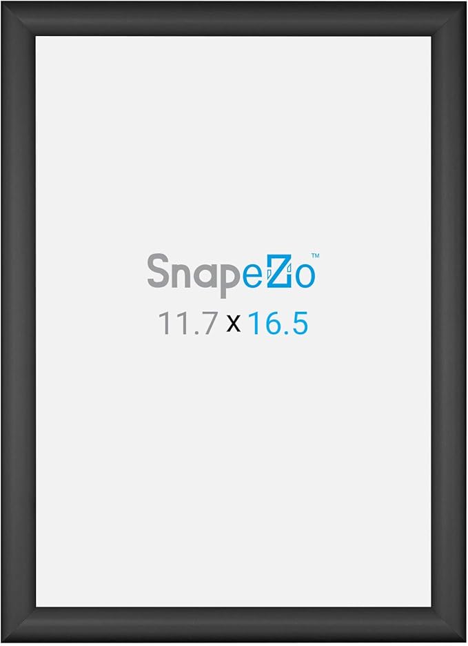SnapeZo 11.7 x 16.5 (A3 Euro Size) Black Poster Frame, Front-Loading, Wall Mount, Aluminum 1" Profile, Sleek Series