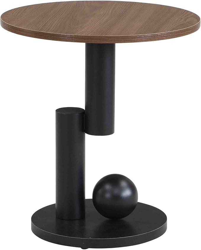Marble Nesting Coffee Table Set of 2,Modern Oval Center Tea Table and Round Side Nightstand Set w/Drawer and Wood Tabletop and Metal Frame for Living Room Accent Furniture