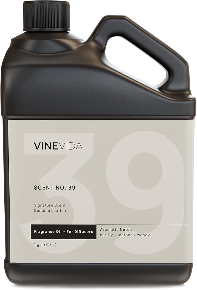 VINEVIDA Genuine Leather Fragrance Oil for Cold Air Diffusers, Essential Oils for Diffuser Oil Refill & Air Freshener Room Spray - Gallon (128 Fl Oz)