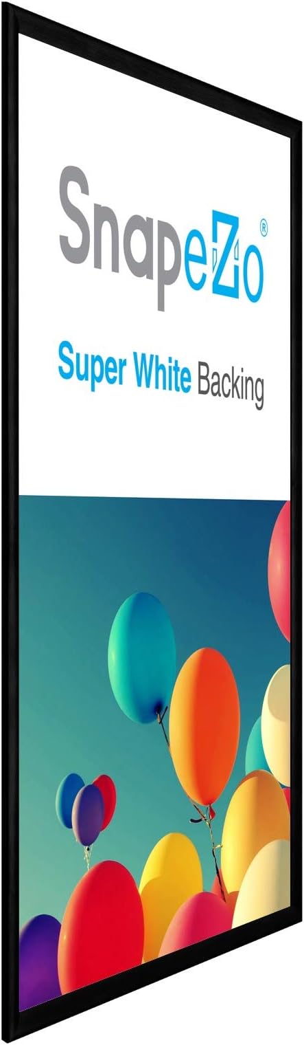 SnapeZo Brushed Black Poster Frame 24x36 Inches, 1 Inch Aluminum Profile, Front-Loading Snap Frame, Wall Mounting, Sleek Series