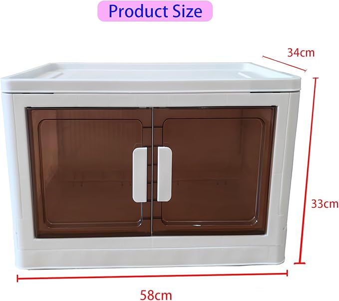 64 Gallons Storage Bins with Lids - Folding Storage box with Doors and Wheels, Collapsible Plastic Storage Bins for Closets, Stackable Storage Organizer (Large-4Tier)
