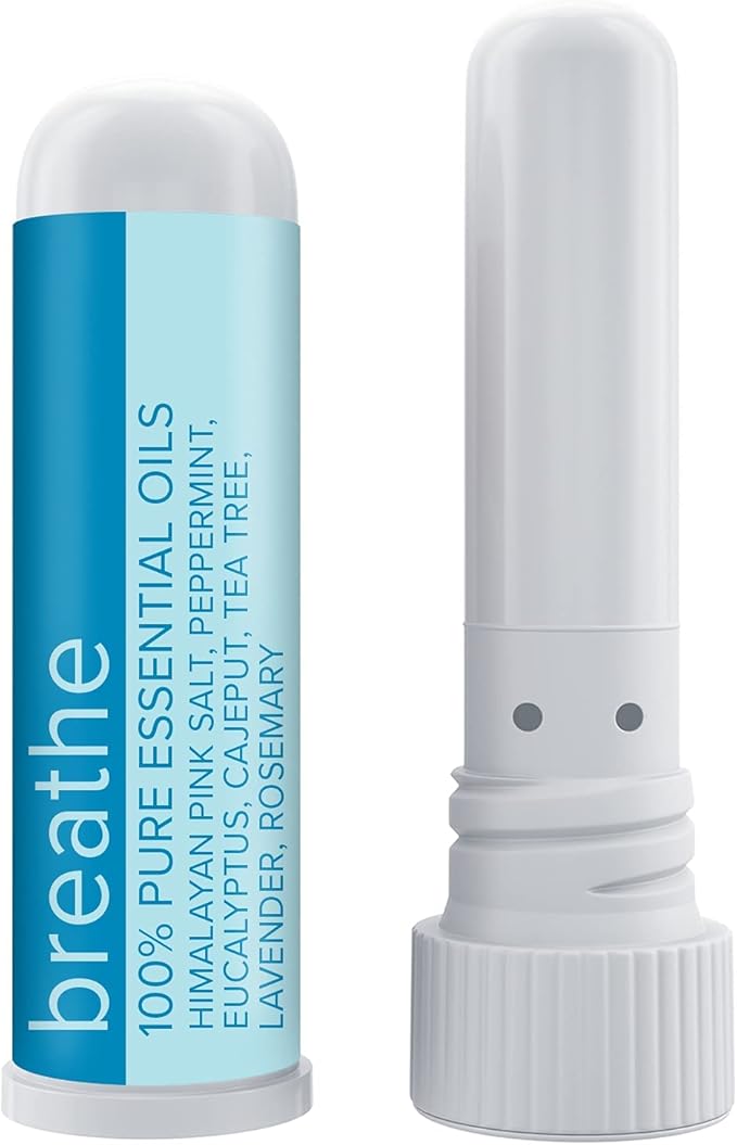 MOXE Breathe | Himalayan Salt Inhaler | Help Clear Congestion, Boost Focus and Improve Breathing | Natural Aromatherapy | Peppermint, Lavender and Tee Tree Essential Oil (1 Pack)