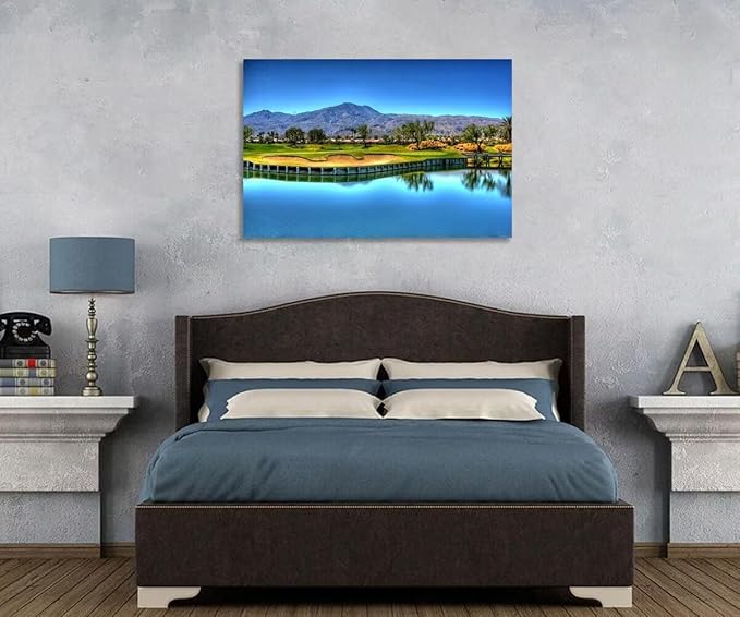 Augusta National Golf Course Wall Art for Living Room Bedroom Bathroom Home Decorations USA Georgia Golf Course Picture Poster Framed Artwork Canvas Prints Ready to Hang(12''H x 16''W)
