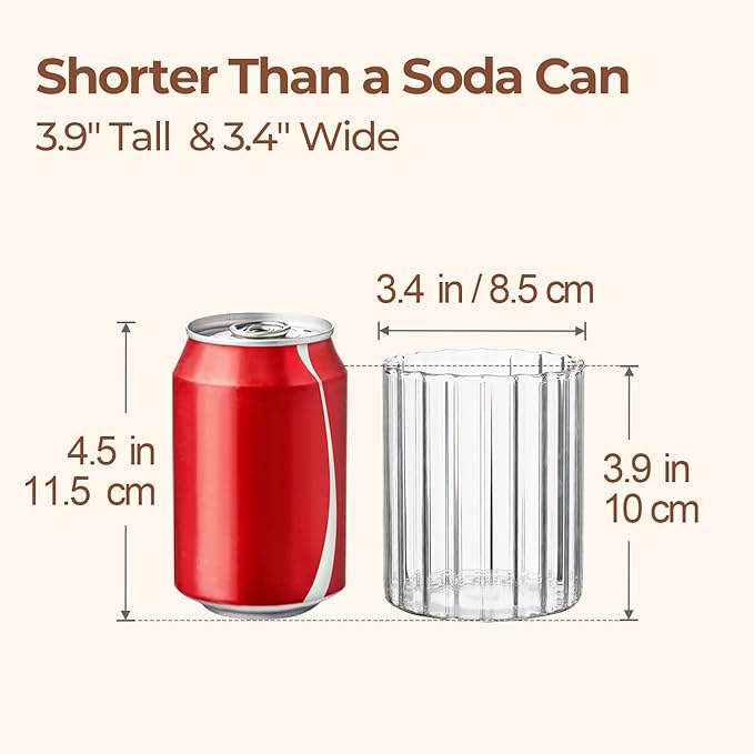 ComSaf 6pcs Mini Glass Cylinder Vases 3.9 Inch Tall, Small Vase for Flowers, Short Ribbed Vases for Centerpieces, Clear Hurricane Glass Candle Holders for Table Party Home Decor