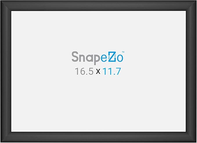 SnapeZo 11.7 x 16.5 (A3 Euro Size) Black Poster Frame, Front-Loading, Wall Mount, Aluminum 1" Profile, Sleek Series
