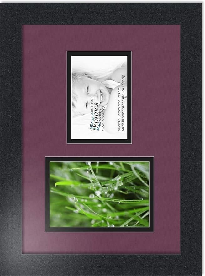 ArtToFrames Double-Multimat-110-815/89-FRBW26079 Collage Photo Frame Double Mat with 1-3.5x5, 4x6 Openings and Satin Black Frame