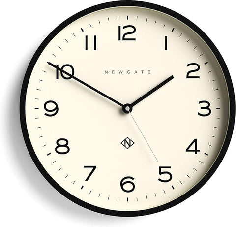 NEWGATE® Number Three Echo Wall Clock | Modern Round Clock | 14.5 inch | Black | Easy to Read Numbers | Ideal for Kitchen, Living Room or Office