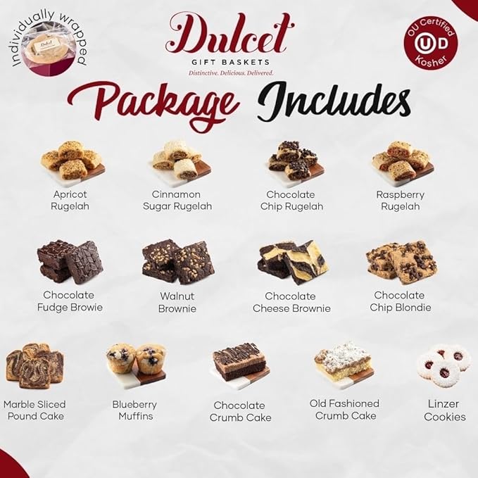 Dulcet Gift Basket Premium Assortment of Gourmet Baked Goods - VIP Gift Basket for All Occasions - Birthday, Sympathy, Thank You Present, Get Well, Back to School, and More.