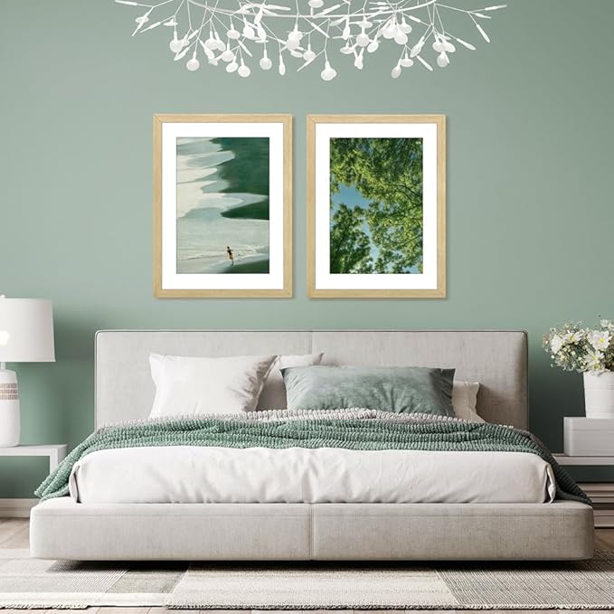 THREELOVE 16x24 Frame Wood Color, Display Picture 14x20 with mat or 16x24 Without mat, Photo Poster Picture Frame Wall Mounting Home Decor, 1-PCS