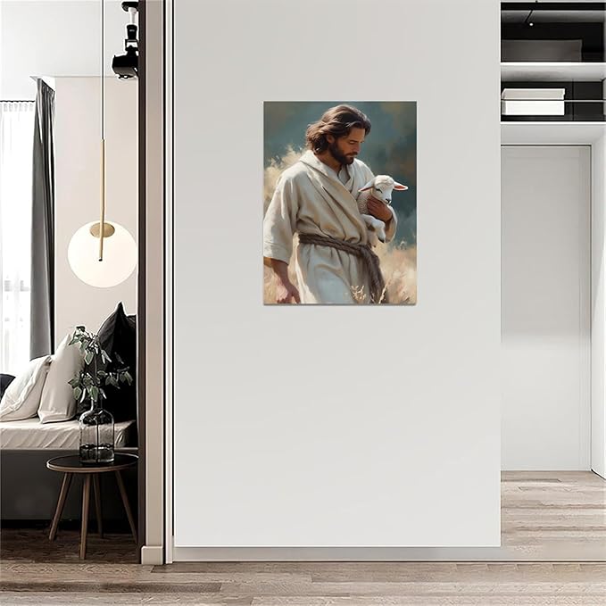 Christian Wall Art Print, Religious Scripture Biblical Decor, Faith-Based Inspirational Landscape with Cross, Digital Printed Canvas Poster for Church, Home Chapel, Prayer Room Decor