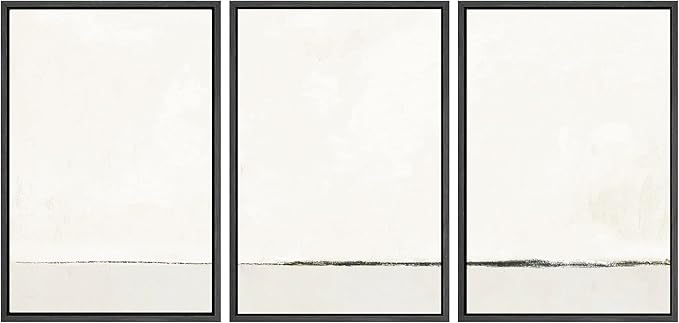 SIGNWIN Framed Canvas Print Wall Art Set Duotone Gray White Grunge Pastel Landscape Shapes Abstract Illustrations Modern Art Decorative Nordic Zen for Living Room, Bedroom, Office - 16"x24"x3 Black