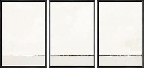SIGNWIN Framed Canvas Print Wall Art Set Duotone Gray White Grunge Pastel Landscape Shapes Abstract Illustrations Modern Art Decorative Nordic Zen for Living Room, Bedroom, Office - 16"x24"x3 Black