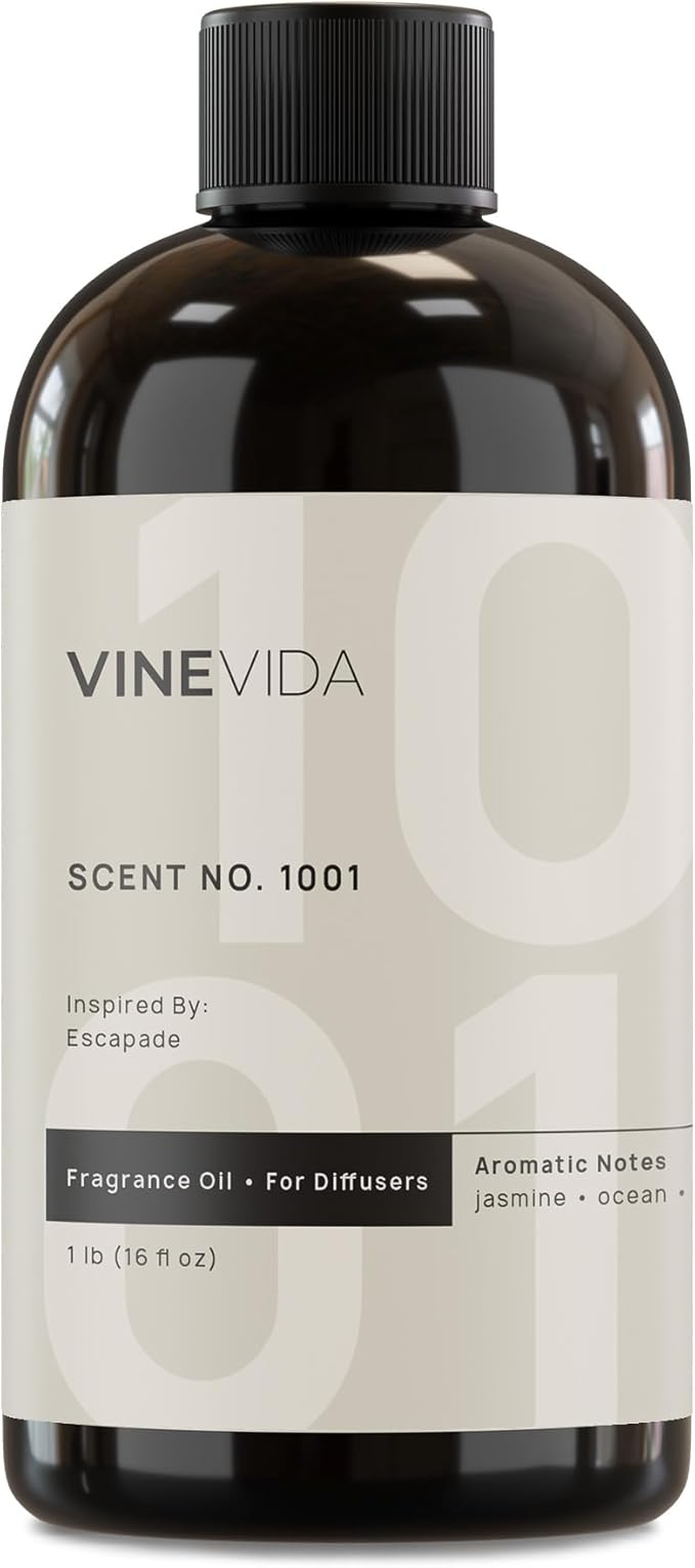 VINEVIDA [16 Fl Oz] Scent NO.1001 Inspired by Escapade Fragrance Oil for Cold Air Diffusers, Aromatic Notes of Jasmine Ocean Musk, Essential Oils for Diffuser Oil Refill & Air Freshener Room Spray