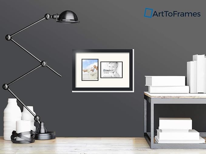 ArtToFrames Collage Photo Frame Double Mat with 2 - 6x8 Openings and Satin Black Frame