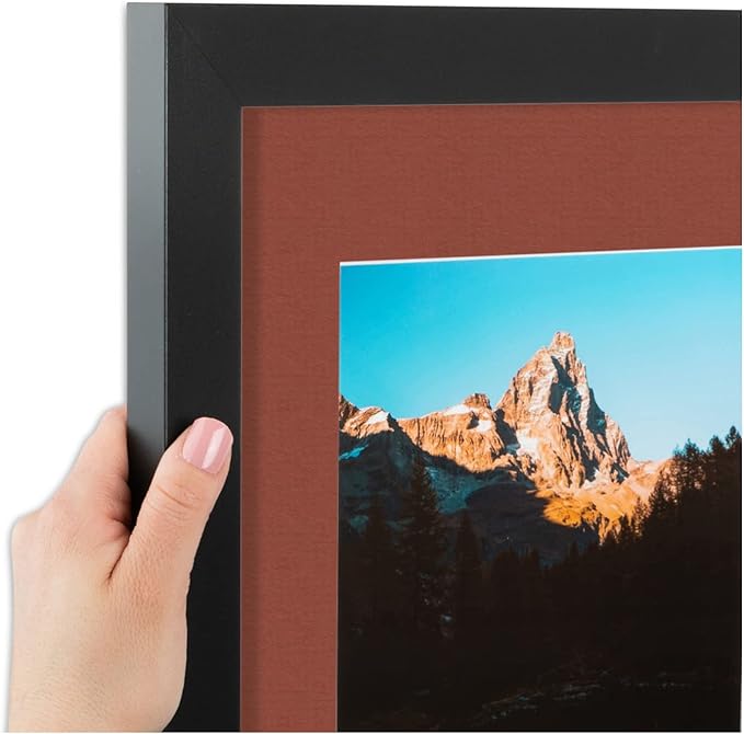 ArtToFrames Double-Multimat-106-766/89-FRBW26079 Collage Photo Frame Double Mat with 2-5x7 Openings and Satin Black Frame
