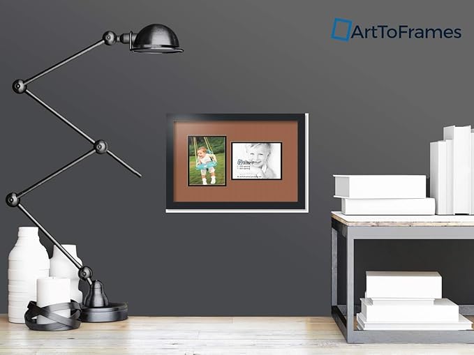 ArtToFrames Collage Photo Frame Double Mat with 2 - 6x8 Openings and Satin Black Frame