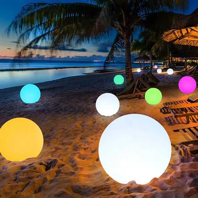 20-in LED Glowing Ball Light, Large Rechargeable LED Globe Orb Light w/Remote, Dimmable RGB Color Changing Globe Floor Lamp, Indoor/Outdoor Waterproof Mood Lamp for Home Garden Patio Lawn Party Decor