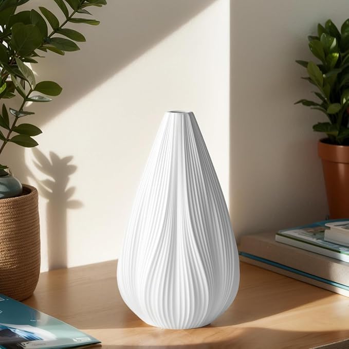 RONDURE 12.5" Modern Ceramic Table Lamp, Modern Bedside Lamps for Bedroom, Living Room and Nightstand, White Translucent Ceramic Shade, Warm Ambient Lighting, Home Decor