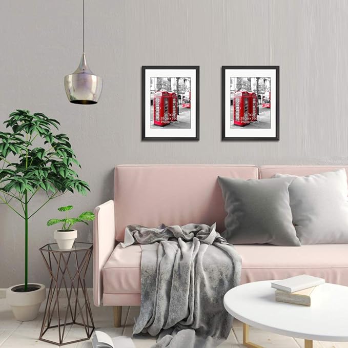 Giftgarden 16x20 Picture Frames Set of 4, Matted to Display 11x14 Picture with Mat or 20x16 Artwork without Mat, Black