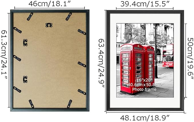 Giftgarden Black 18x24 Frame Matted to Display 16x20 Picture with Mat or 18 x 24 Poster without Mat, Set of 4