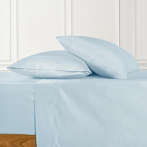 URBANHUT 700 Thread Count Queen Size Egyptian Cotton Sheets, 4Pc Sheet Set Soft Luxury Bed Sheets for Queen Size Bed, Sateen Weave Hotel Sheets, 16'' Elasticized Deep Pocket - Light Blue