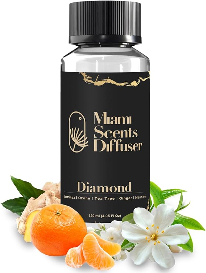 Diamond Scent Inspired by Encore Las Vegas Hotel 4 FlOz - 120 ml Essential Oils Aroma for Home Office Diffuser Luxury Fragance Refill Aromatherapy Fresh Blend of Jasmine Mandarin Tea Tree and Ginger