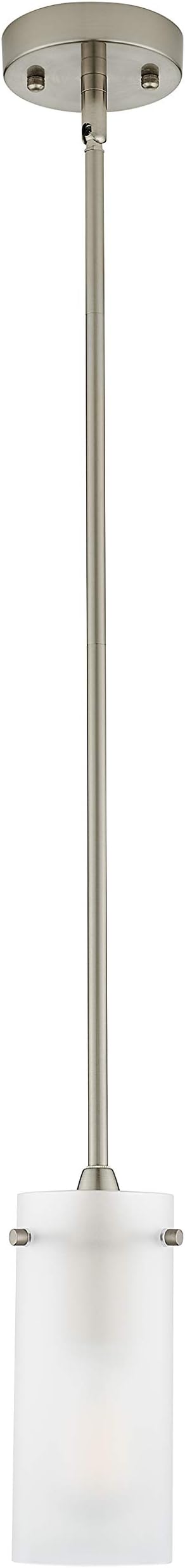 Linea di Liara Effimero Modern Brushed Nickel Pendant Light Fixtures Over Kitchen Island Sink Lighting Ceiling Hanging Farmhouse Mini Metal Industrial Pendant Lighting Small Frosted Glass Shade