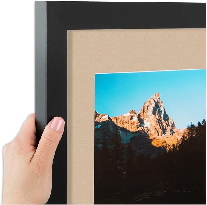 ArtToFrames Double-Multimat-106-782/89-FRBW26079 Collage Photo Frame Double Mat with 2-5x7 Openings and Satin Black Frame