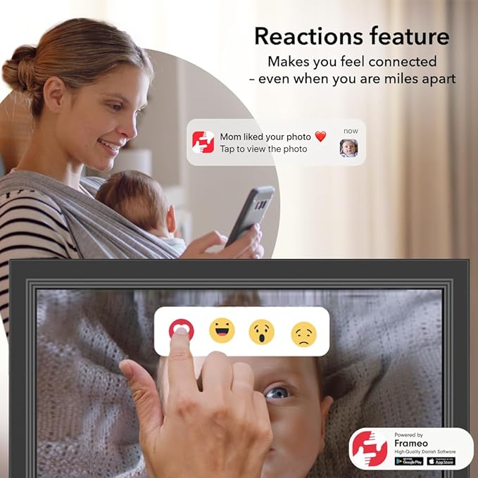 FRAMEO Digital Picture Frame- 15.6inch Digital Photo Frame with 1920 * 1080 IPS Touch Screen HD Disply,Built-in 32GB Storage,Wall-Mounted,Digital Frame Share Photos and Videos via Frameo App