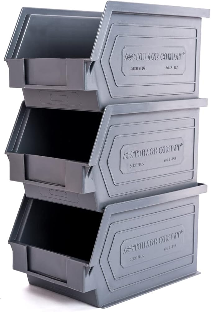 Storage Bins - drawer organizer Zeus 2PLZ - Ideal for Warehouses, Workshops and Assembly Lines, Screws and Tool Storage, Plastic Storage Bins, Green, 9.06" x 5.51" x 5.12", Pack x12