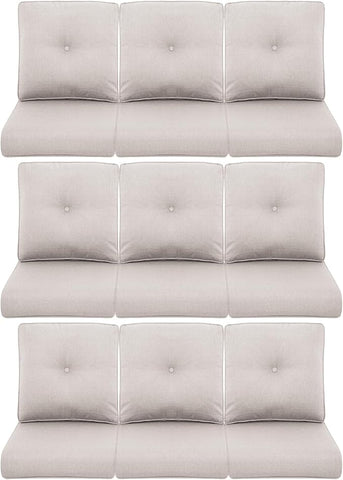 9-Piece Outdoor Patio Cushion Set - Fade & Water Resistant with Removable Olefin Cover, 22x24x4 Inch Memory Foam Cushions for Wicker Sectional Sofa – Beige/Buckle