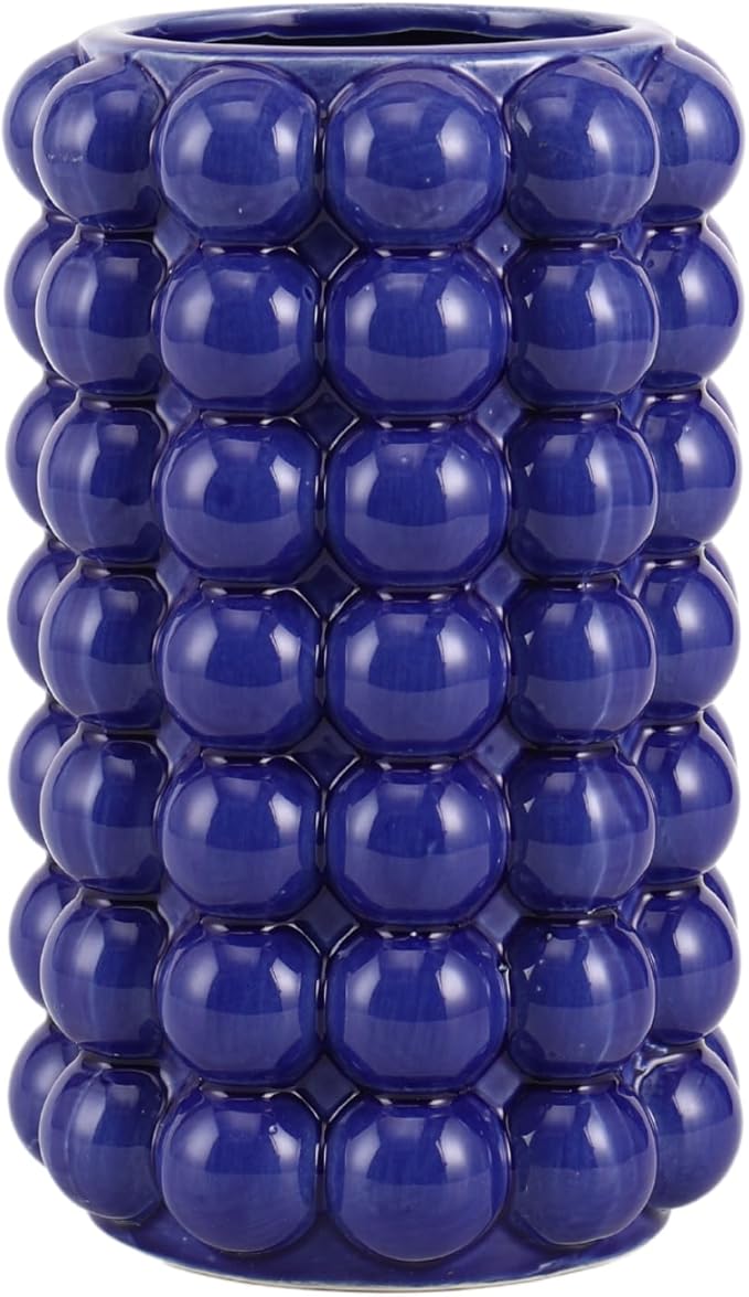 Bubble Vase, Blue Ceramic Vase, Short Vase, Ceramic Flower Vase, Modern Vase, Decorative Vase for Decor, Tall Bubble Vase for Living Room, Wedding, Entryway, Mantel, Office, 8.5 Inches
