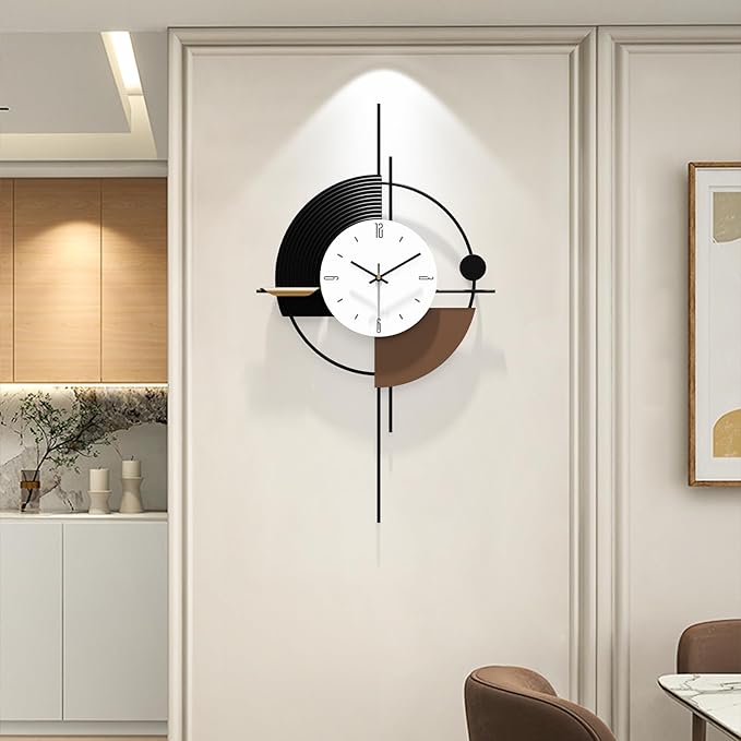 Modern Wall Clock for Living Room,Large Decorative Wall Clock,Digital Creative Silent Clock Battery Operated for Kitchen/Entryway/Bedroom/Office/Dinning Room Metal Wall Decor 18"X31"