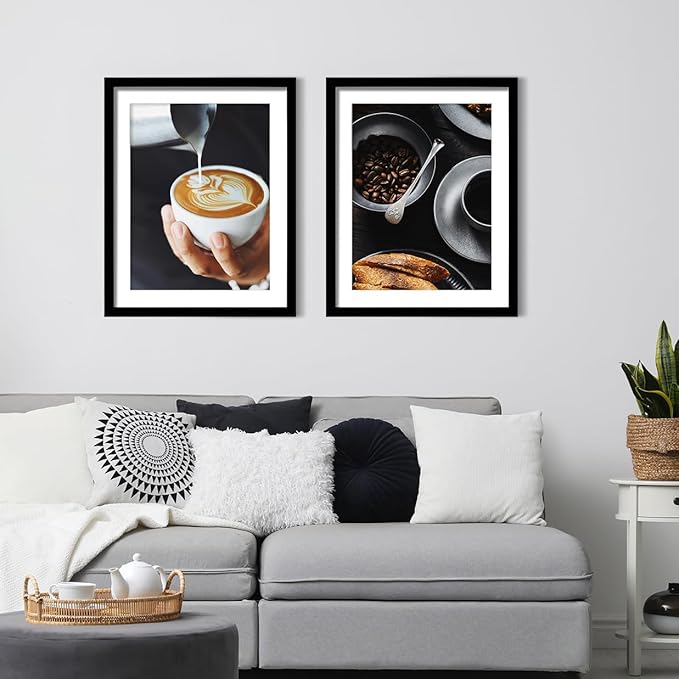22x28 Picture Frame Set of 5, Black Poster Frame, Display Pictures 18 x 24 with Mat or 22 x 28 Without Mat for Horizontal or Vertical Wall Mounting, Wall Gallery Frame