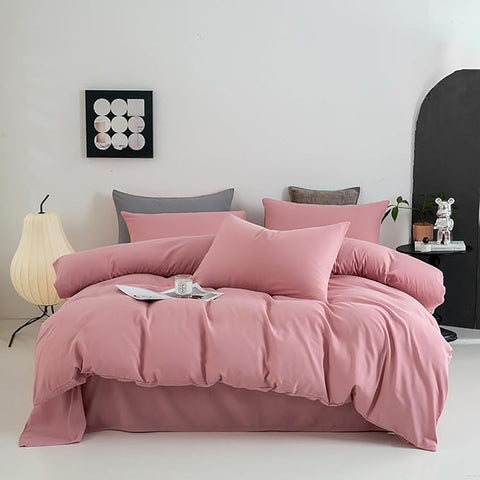 Cottonight Blush Pink Comforter Set California King Pink Bedding Set Cal King Solid Color Dusty Rose Quilts Blanket Breathable Soft Comforter Set