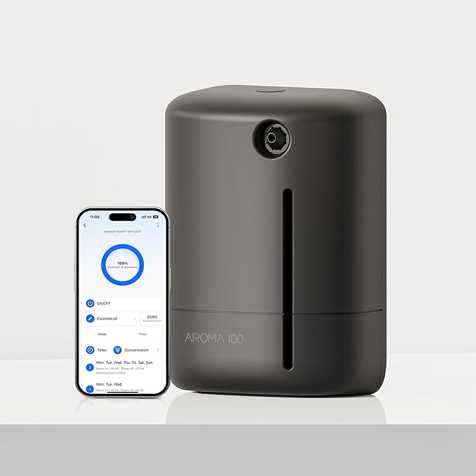 Waterless Diffuser for Essential Oil Nebulizer Nano Air Freshener Diffusers Scent Aromatherapy Diffuser for Home Room Office (Black-M41)