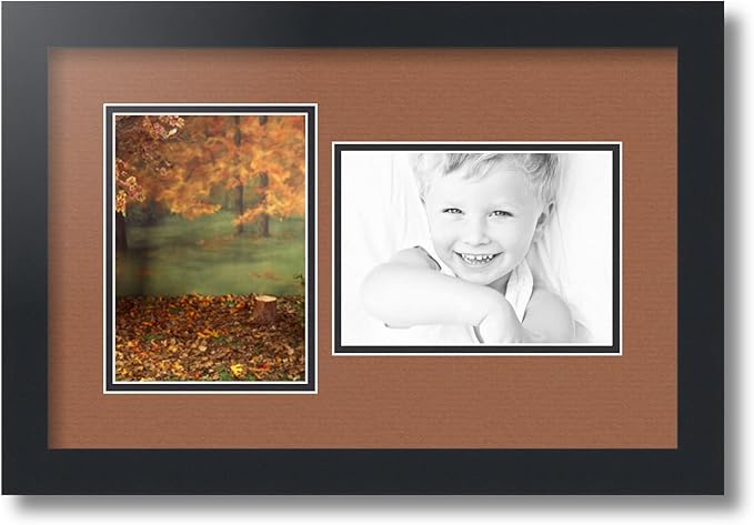 ArtToFrames Collage Photo Frame Double Mat with 2 - 5x7 Openings and Satin Black Frame