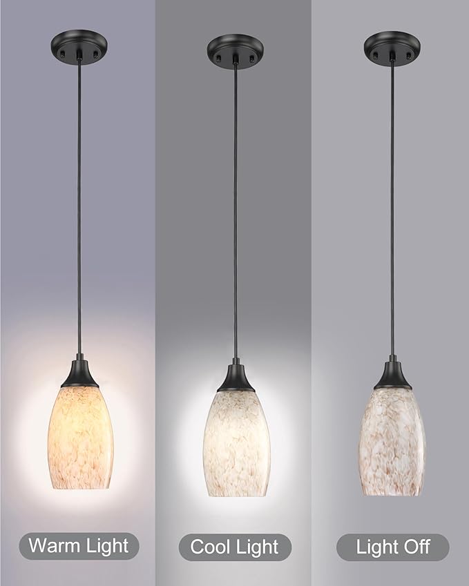 Milk Glass Pendant Lights for Kitchen Island mini Pendant Glass Hanging Light Art Glass lamp Shades with Black Adjustable Cord for Kitchen Over Sink,Hallway,Dining Room Bathroom