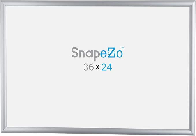 SnapeZo 2-Pack 24x36 Inches Silver Poster Frames, Front-Loading Snap Frame, 1" Aluminum Profile, Wall Mounted