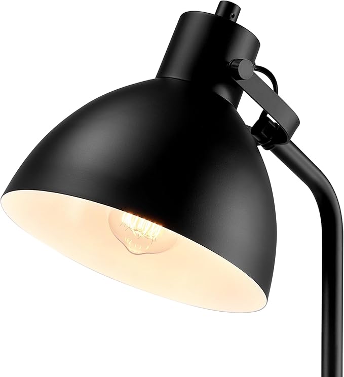 GLOBE Electric 60" Floor Lamp, Matte Black, On/Off Rotary Switch on Socket, 6-Foot Black Cord, Reading Light, Bedroom, Living Room, Home Decor