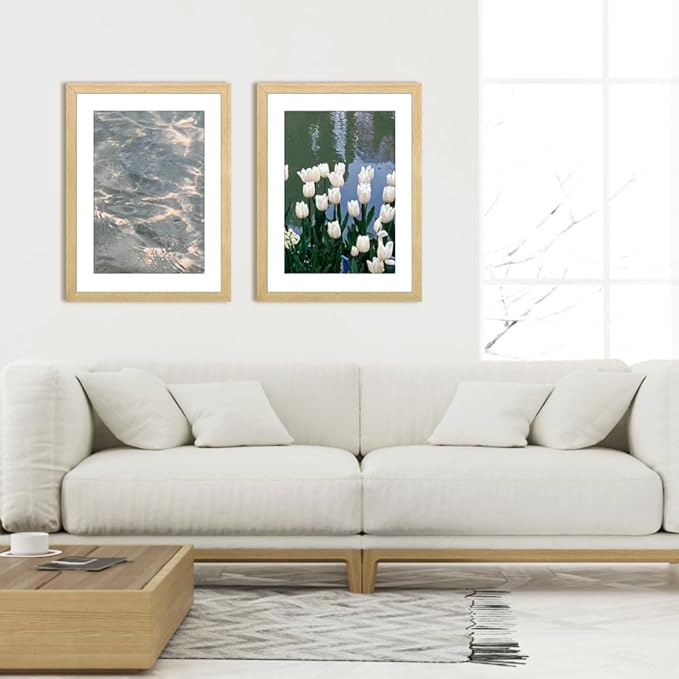 THREELOVE 22x28 Frame Wood Color, Display Picture 18x24 with mat or 22x28 Without mat, Photo Poster Picture Frame Wall Mounting Home Decor, 1-PCS