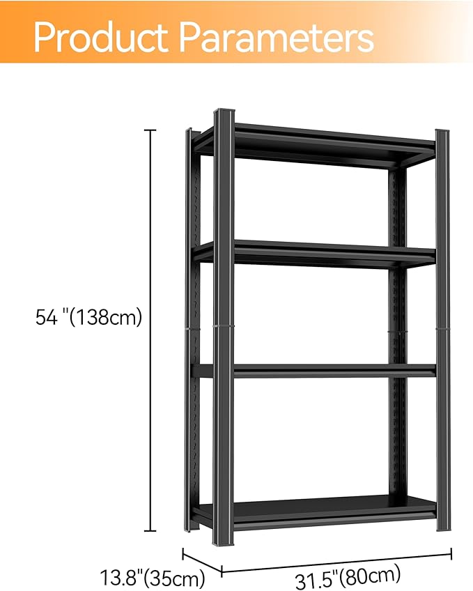 Tall Bookshelf with Open Shelves, Metal Office Book Shelf, Adjustable Organizer Bookcase, Standing Storage Organizer Shelf for Living Room (31.5" W*13.8" D*54" H)