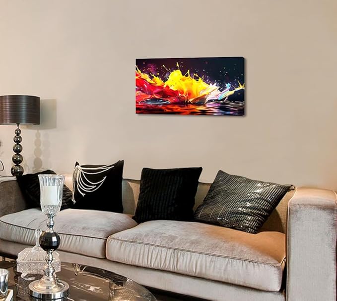 Abstract Splashing of Colorful Paint Wall Art Decor Artwork for Living Room (30x60 Inches)