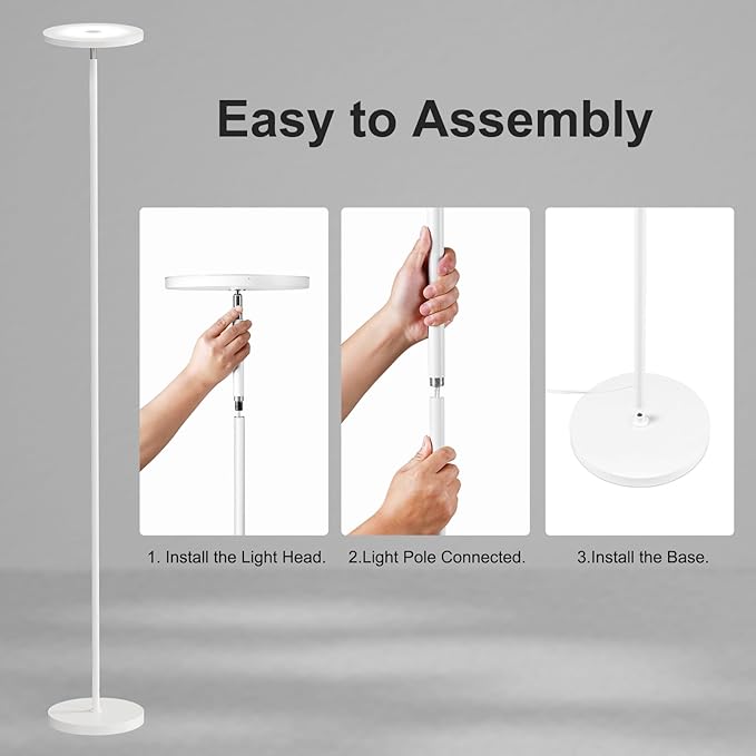 SUNMORY Floor Lamps for Living Room, 32W/3000LM Super Bright LED Floor Lamp with Remote Control, 69" Tall Standing Lamp with Stepless Dimmable, Modern Torchiere Corner Lamp for Bedroom, Office White