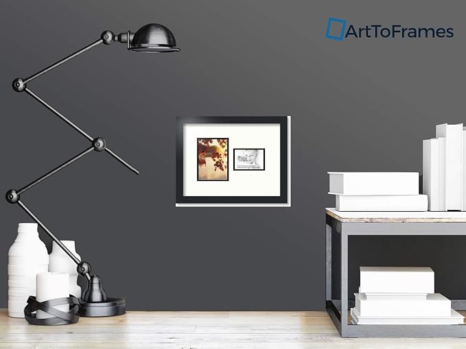ArtToFrames Collage Photo Frame Double Mat with 1 - 3.5x5, 5x7 Openings and Satin Black Frame