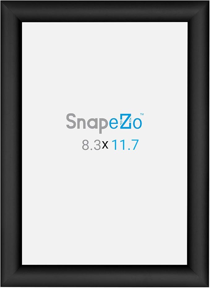 SnapeZo 8.3 x 11.7 (A4 Euro Size) Black Poster Frame, Front-Loading, Wall Mount, Aluminum 1" Profile, Sleek Series
