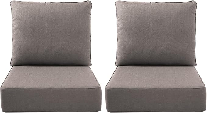 Luxury Outdoor Seat Cushion Set-22 x 22 x 6 Inch Outdoor Chair Cushions with Water Resistant & Removable Cover Outdoor Cushions for Patio Furniture Chair Sofa Couch-Beige